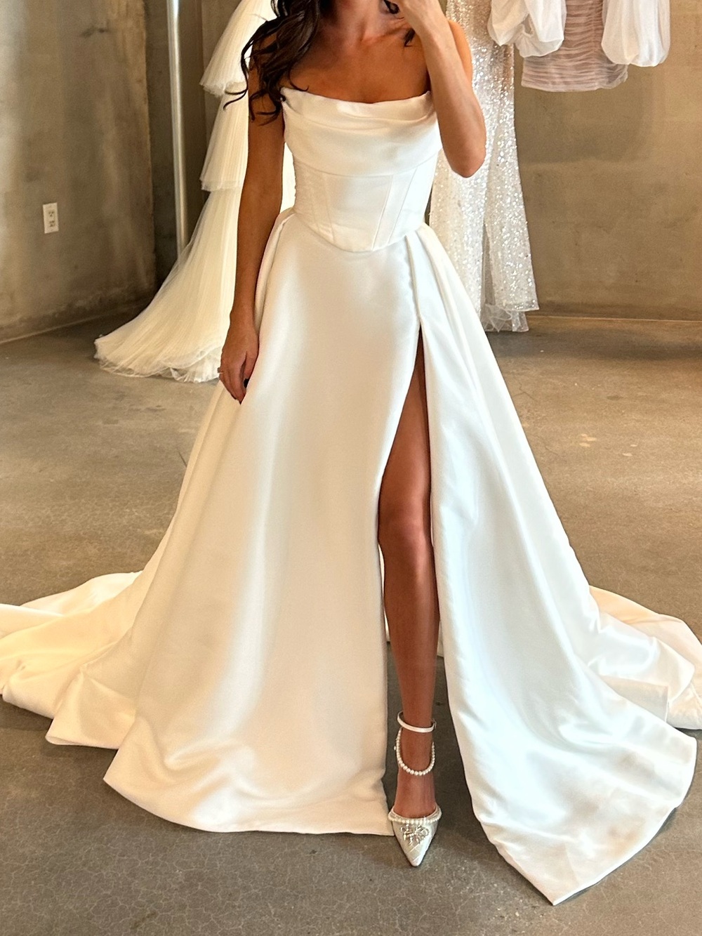 Strapless Two Piece Corset Bridal Gown with High Slit - Picture 3 of 6